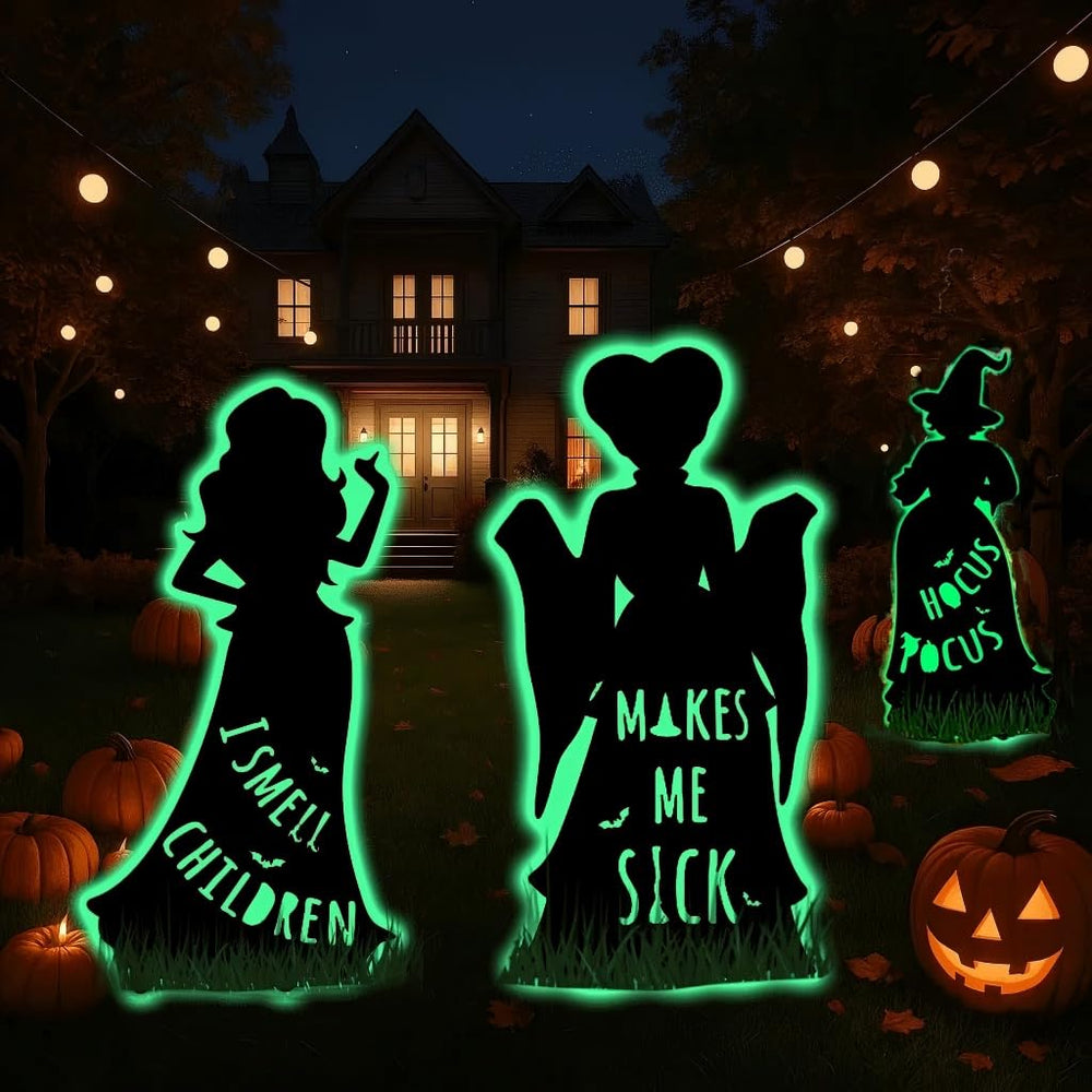 Close-up of CIWEKA Hocus Pocus witch decoration with glow ring