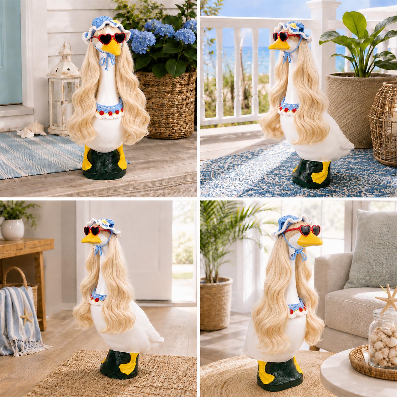 Close-up of classic braid style porch goose wig