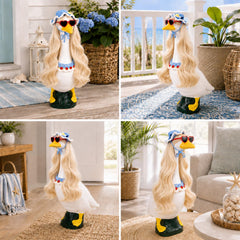 Close-up of classic braid style porch goose wig