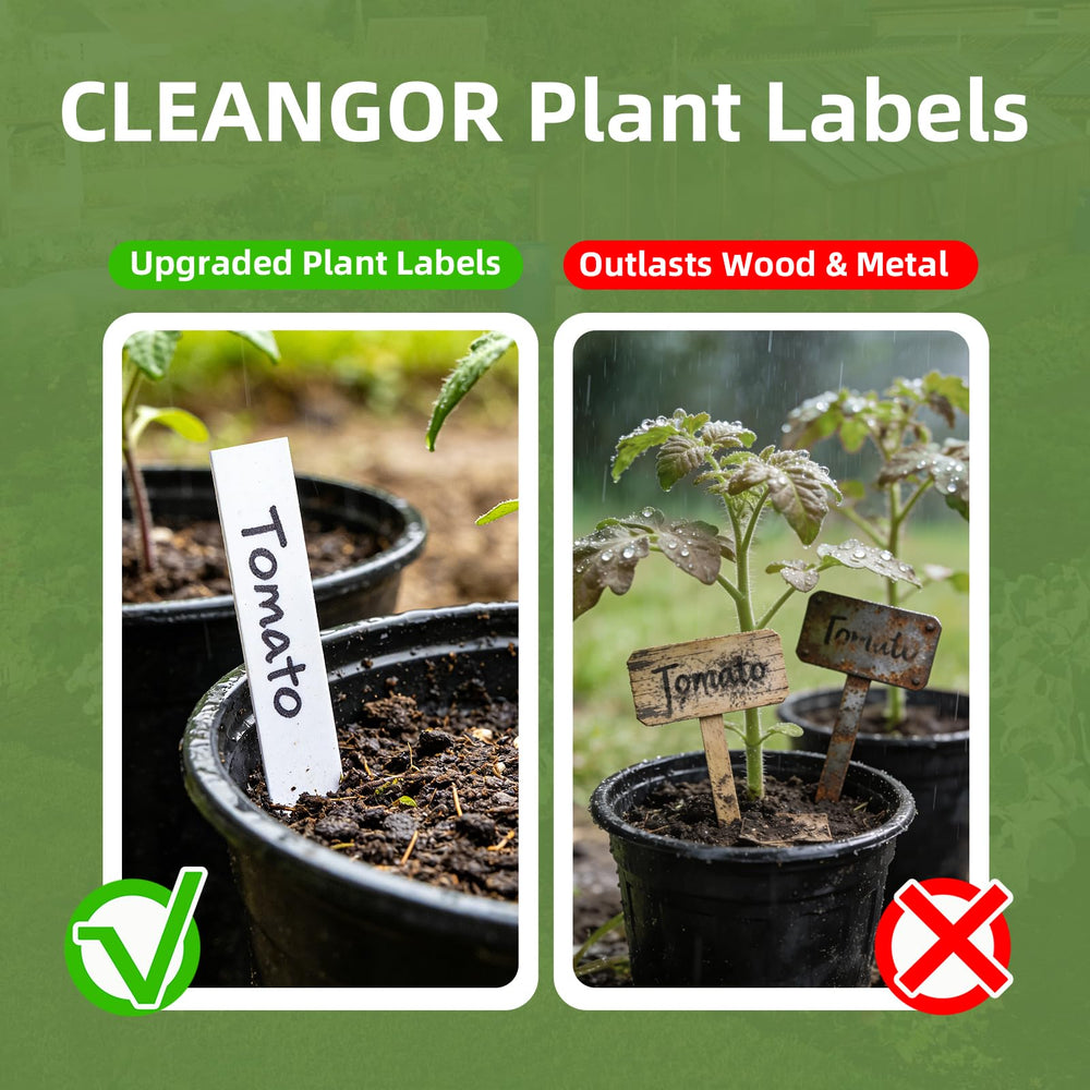 Close-up of CLEANGOR 4-inch plant labels