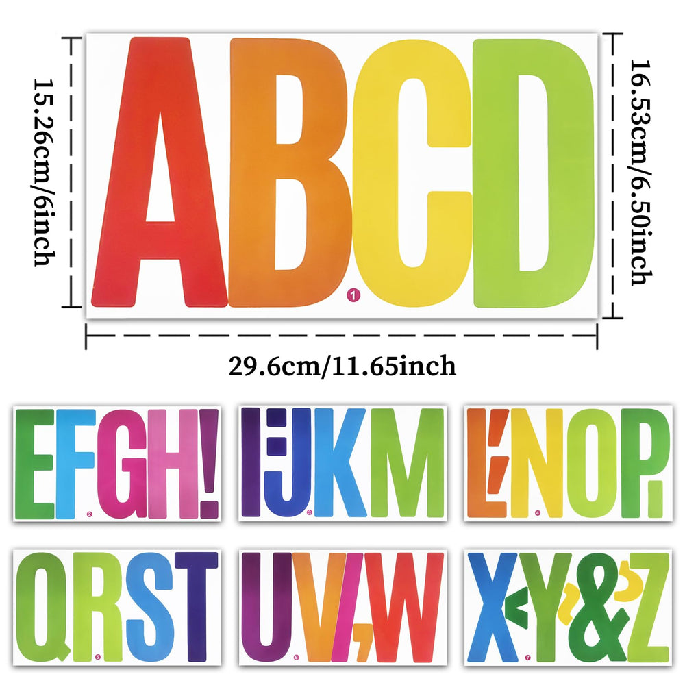 Close-up of CMBBZZY 6 Inch Letter Stickers showing vibrant colours