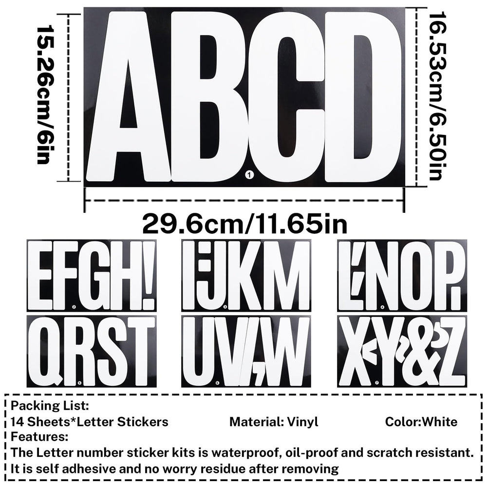 Close-up of CMBBZZY white vinyl letter stickers