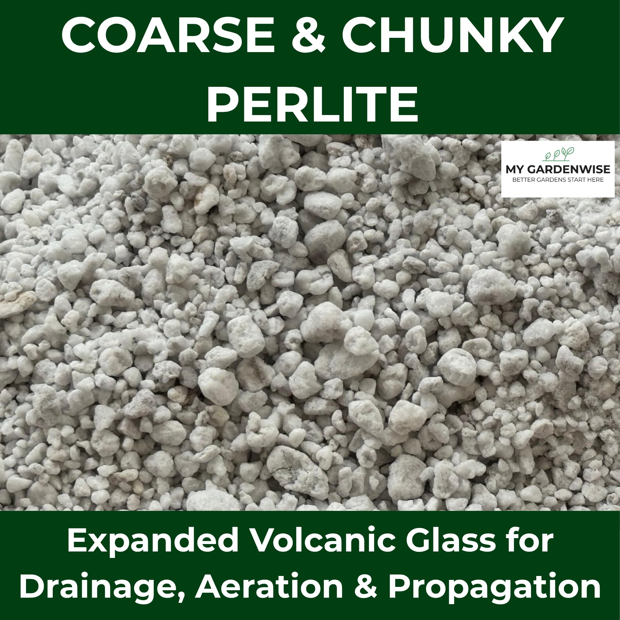 Close-up of coarse and chunky GARDENWISE perlite