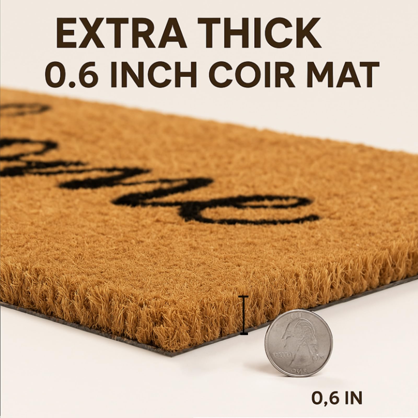Close-up of coconut fiber texture on Fallovea Doormat