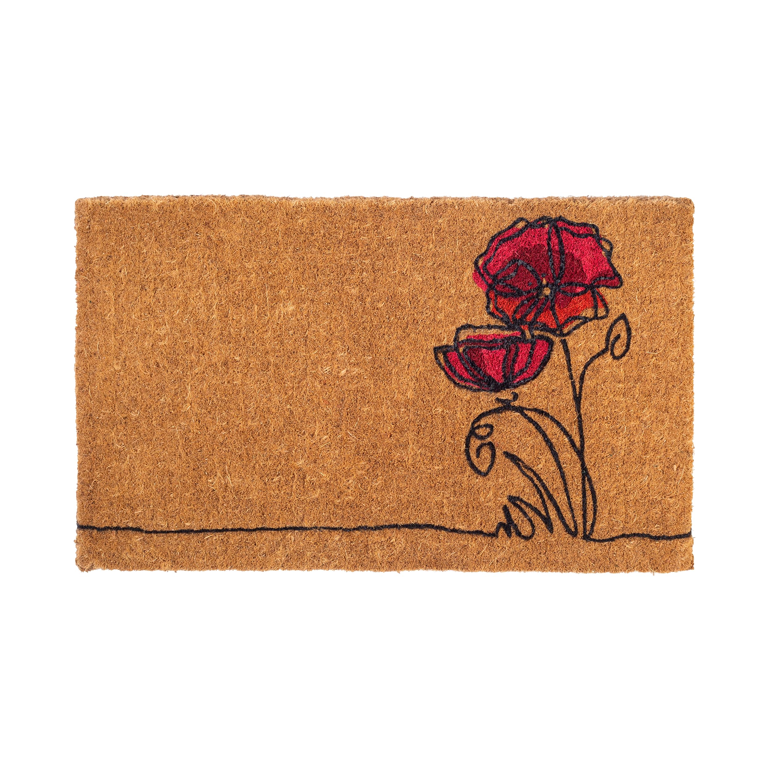 Close-up of coir material on FAB HAB Floral Extra Thick Doormat