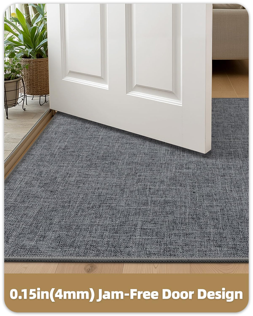 Close-up of Color&Geometry door mat texture and rubber backing