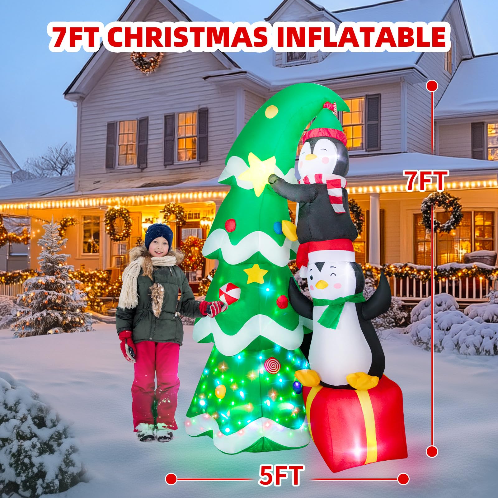 Close-up of colorful rotating lights on Dawdix inflatable