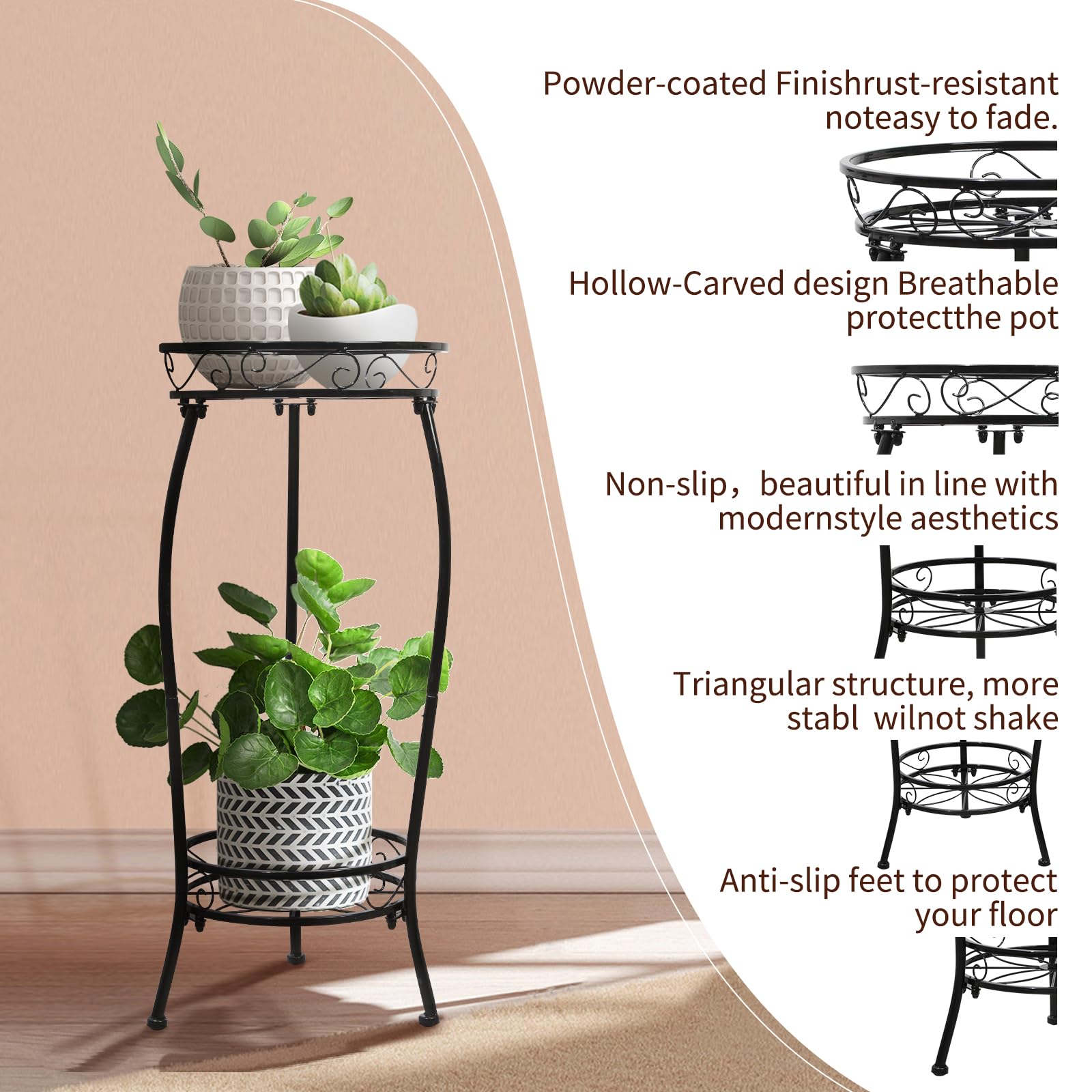 Close-up of Cometofit plant stand showing metal texture