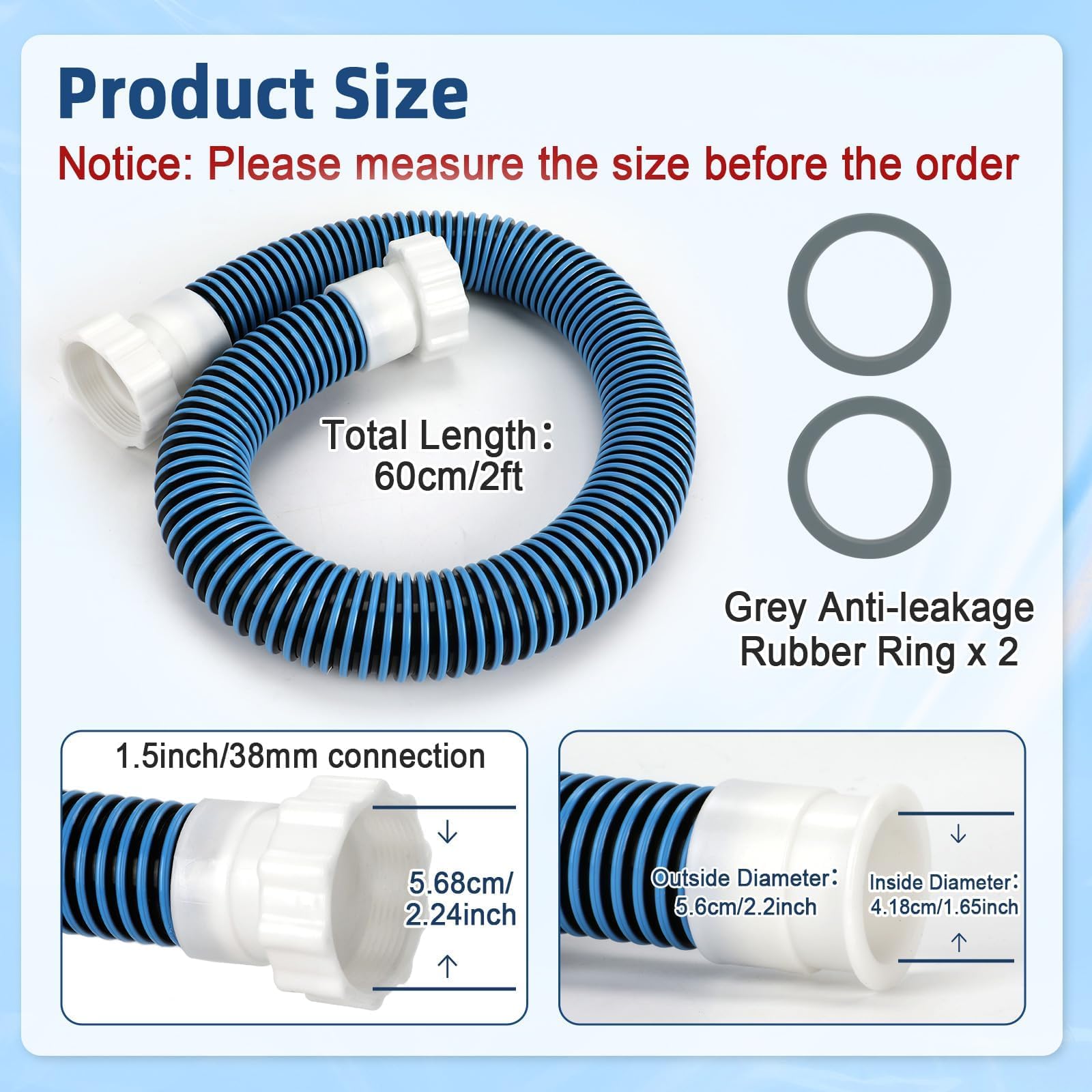 Close-up of Conderyang pool hose connection end