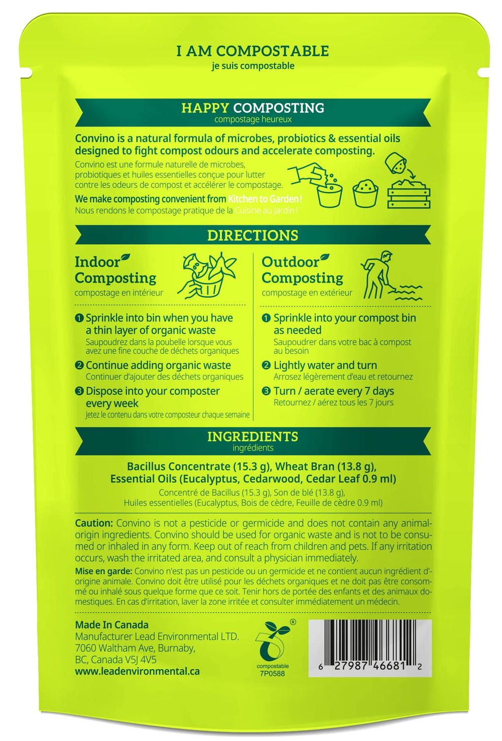 Close-up of Convino Compost Starter packet