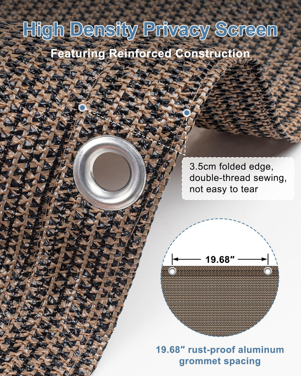 Close-up of Cool Area Balcony Privacy Screen grommets