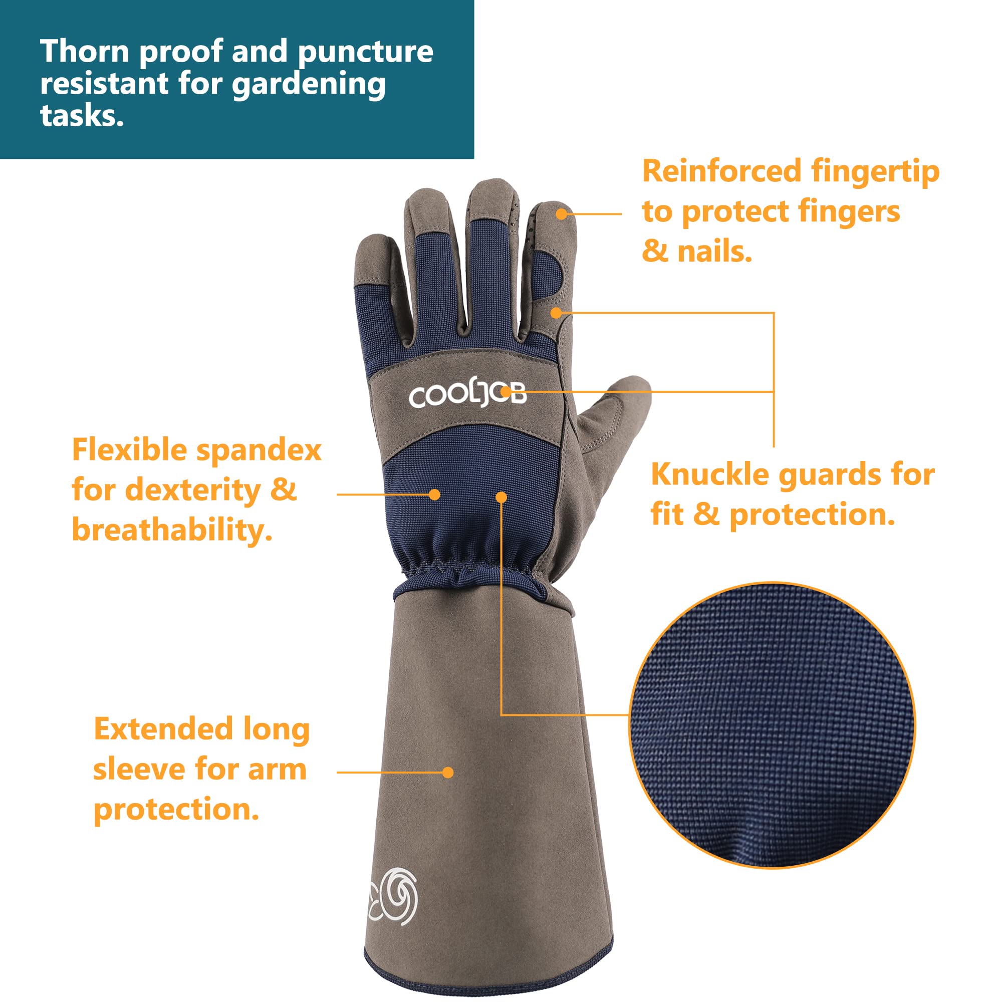 Close-up of COOLJOB Gloves showing silicone grip dots