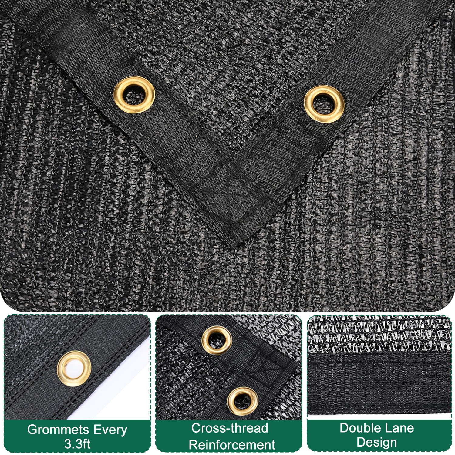 Close-up of copper grommets on Kesfitt shade cloth