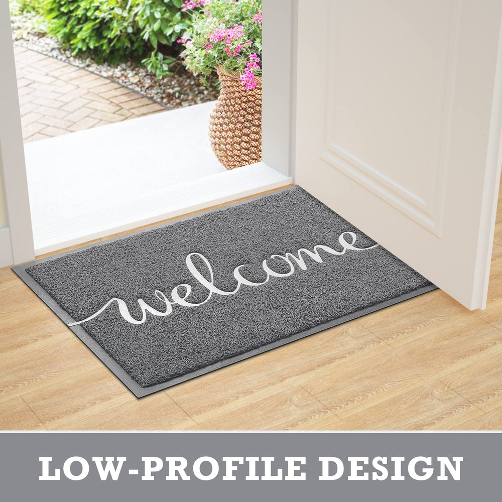Close-up of CozyBounty Grey Door Mat material texture