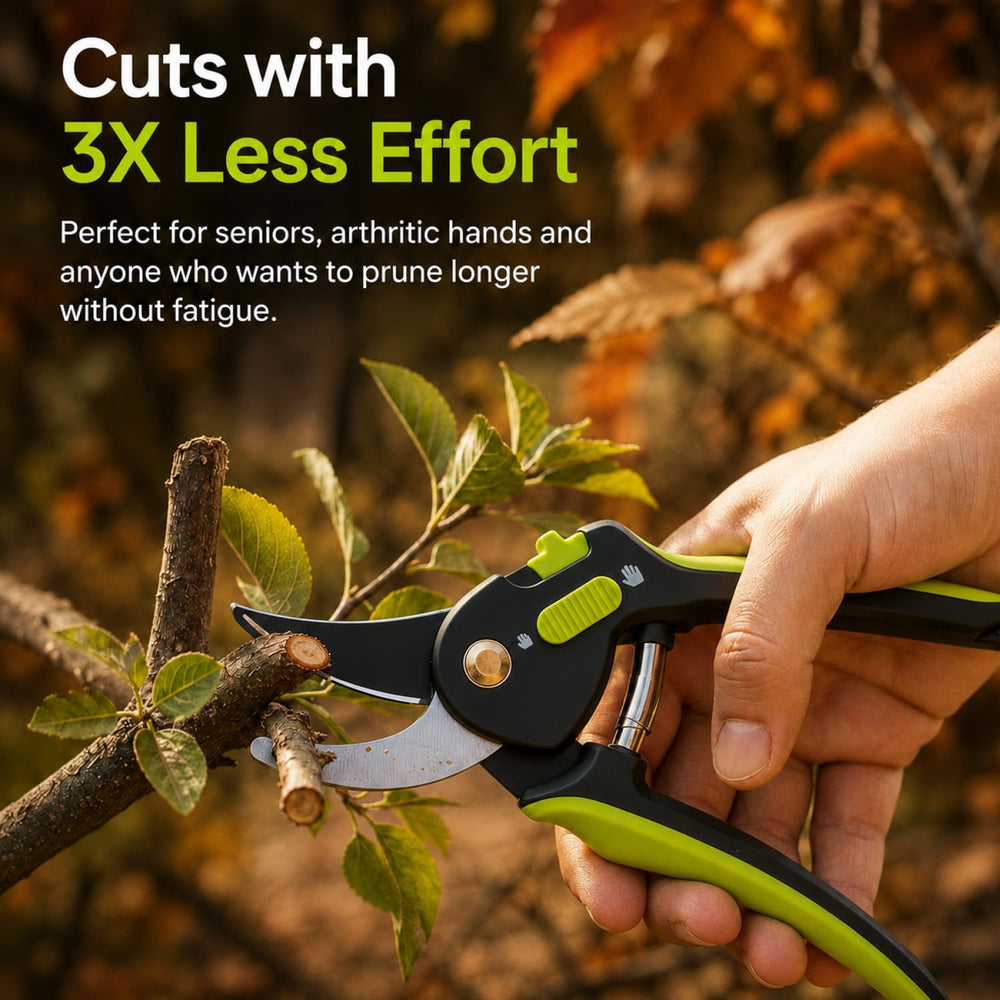 Close-up of Craft911 pruning shears blade and safety lock