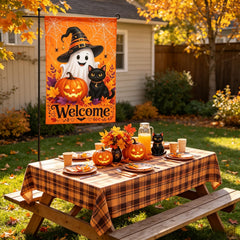 Close-up of CSZPPQAF Halloween Garden Flag fabric texture