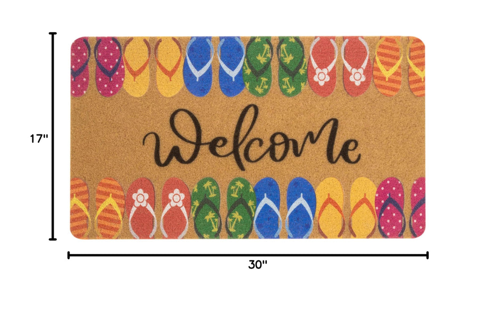 Close-up of CXQRR Welcome Matt featuring soft artificial coir material