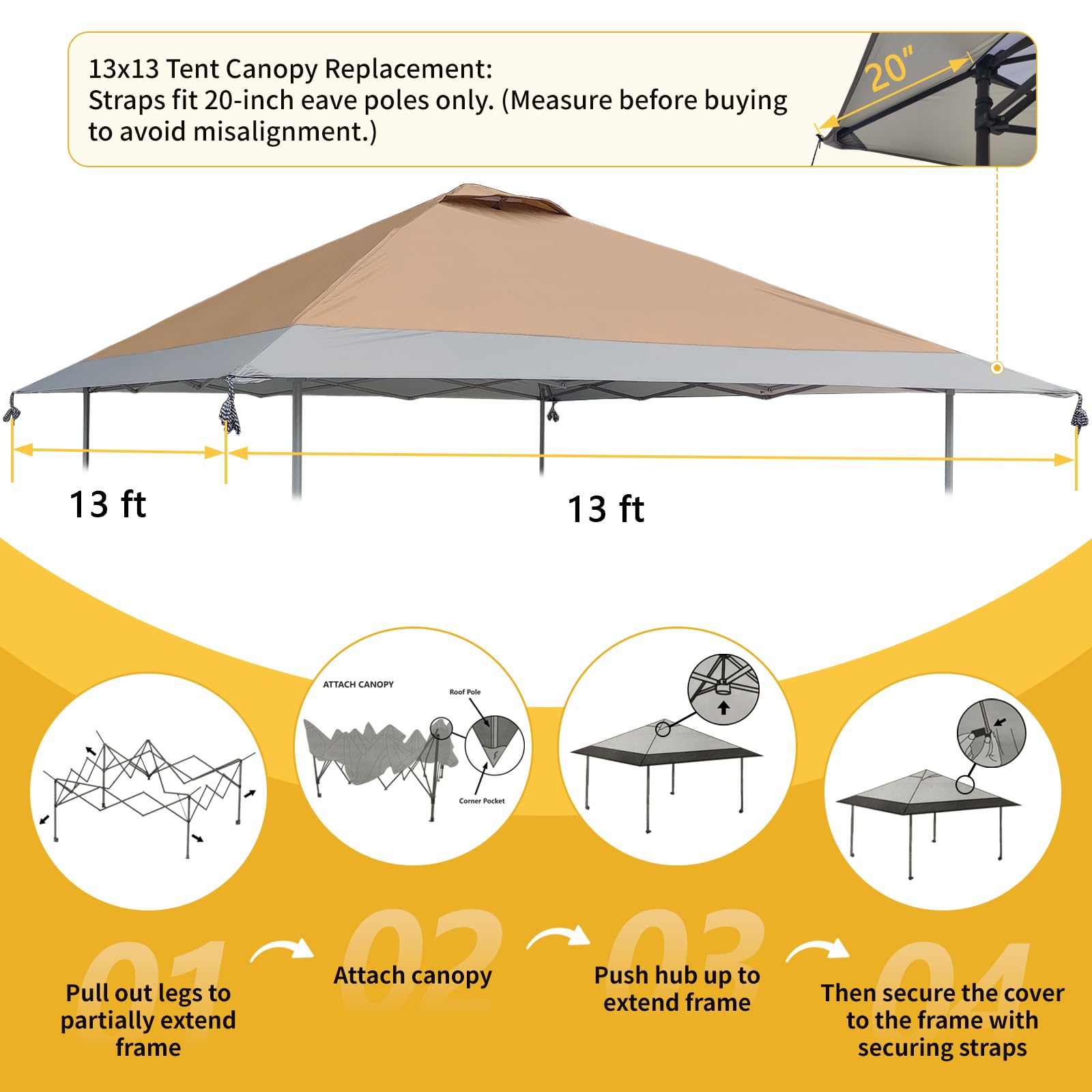 Close-up of D&ONEHOS canopy replacement top fabric