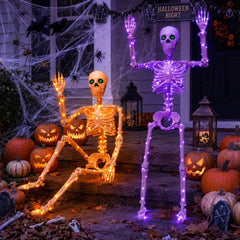 Close-up of daboot Halloween skeleton's posable joints
