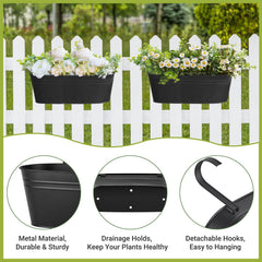 Close-up of Dahey planter hooks for railing