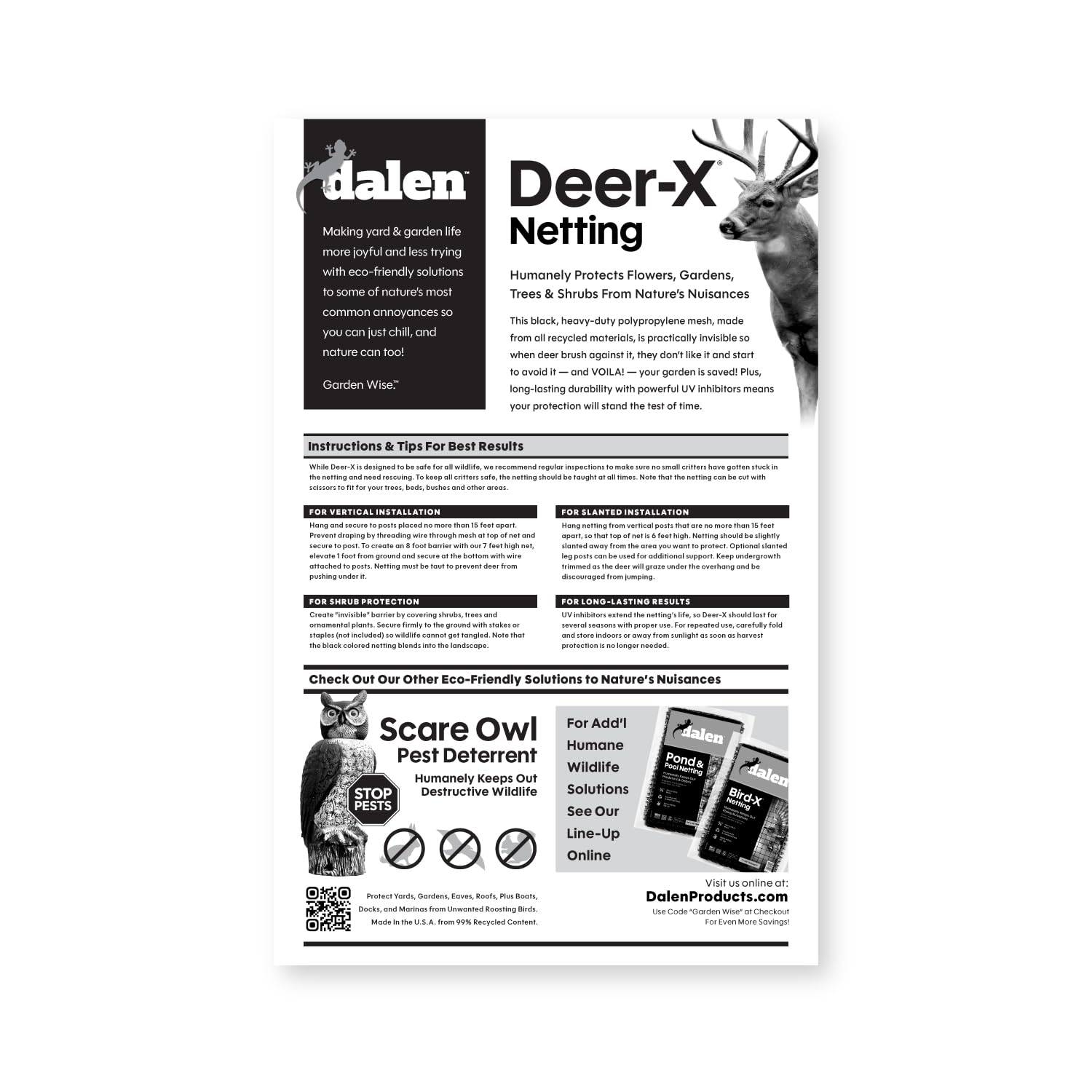 Close-up of Dalen Deer-X netting showing 3/4-inch mesh size