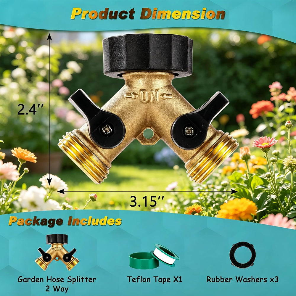 Close-up of Dalmbox Brass Hose Splitter showing rubber washers