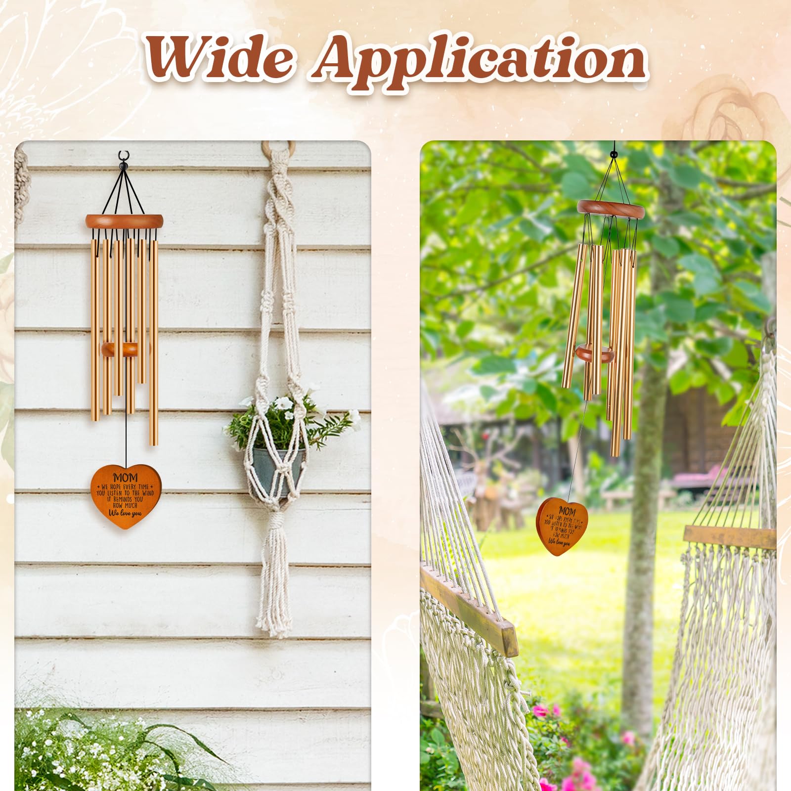 Close-up of Damaigiift wind chime aluminum tubes
