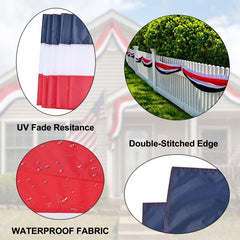 Close-up of DanCoom 2 Ft wide American Bunting Flags showing details