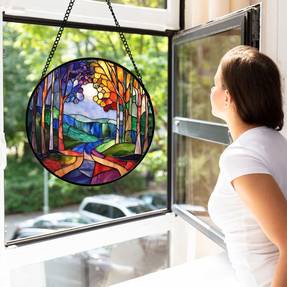 Close-up of DASTOLL Stained Glass Suncatcher vibrant colours