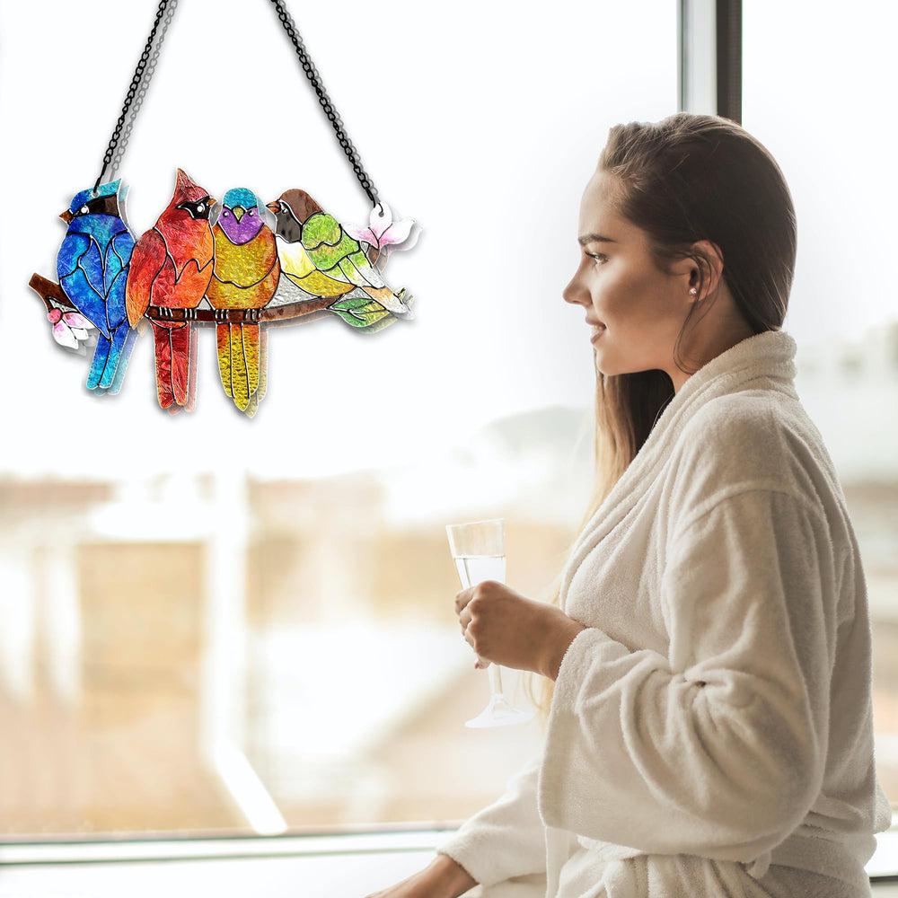 Close-up of DASTOLL Stained Glass Suncatcher with vibrant colours