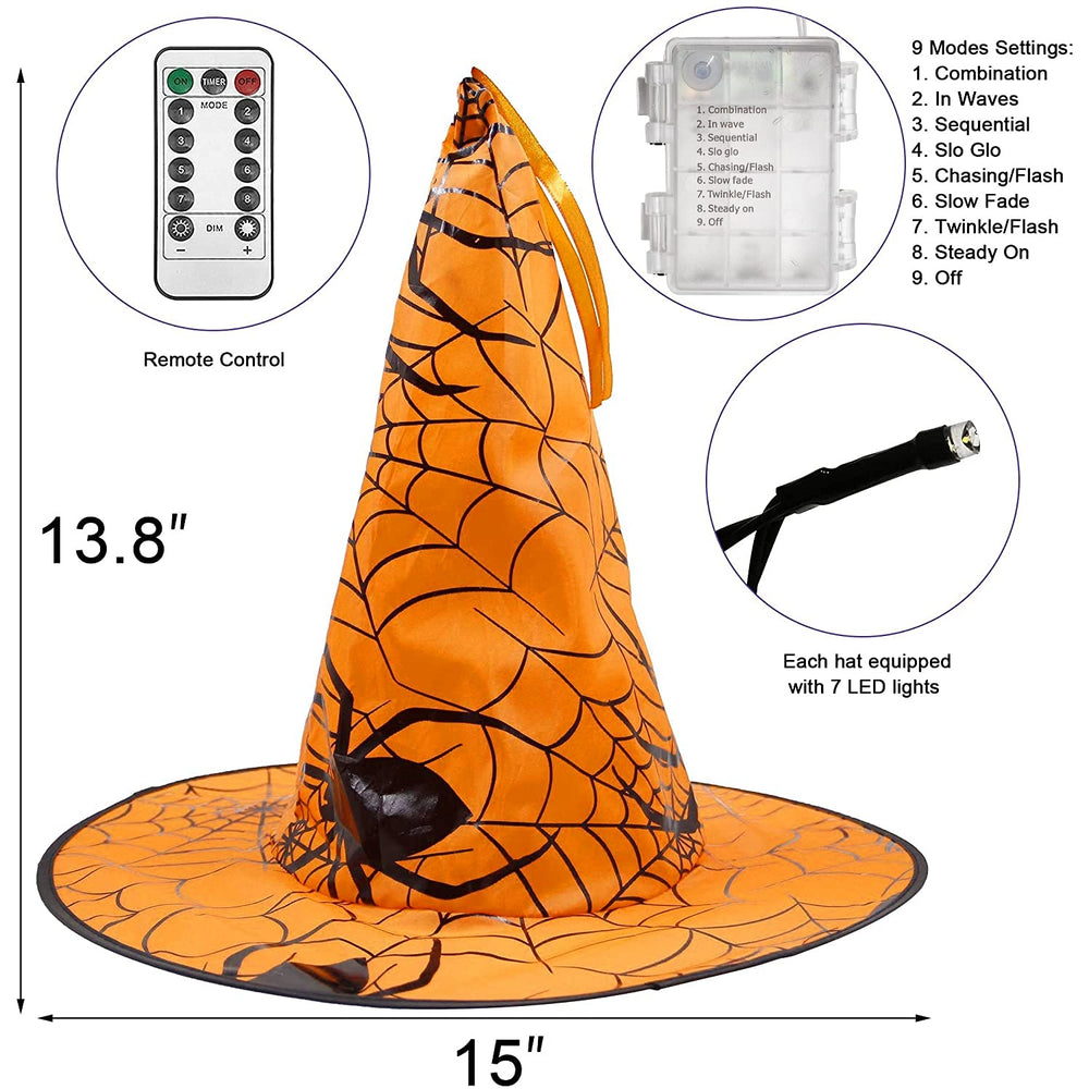 Close-up of Dazzle Bright witch hat string lights with LED