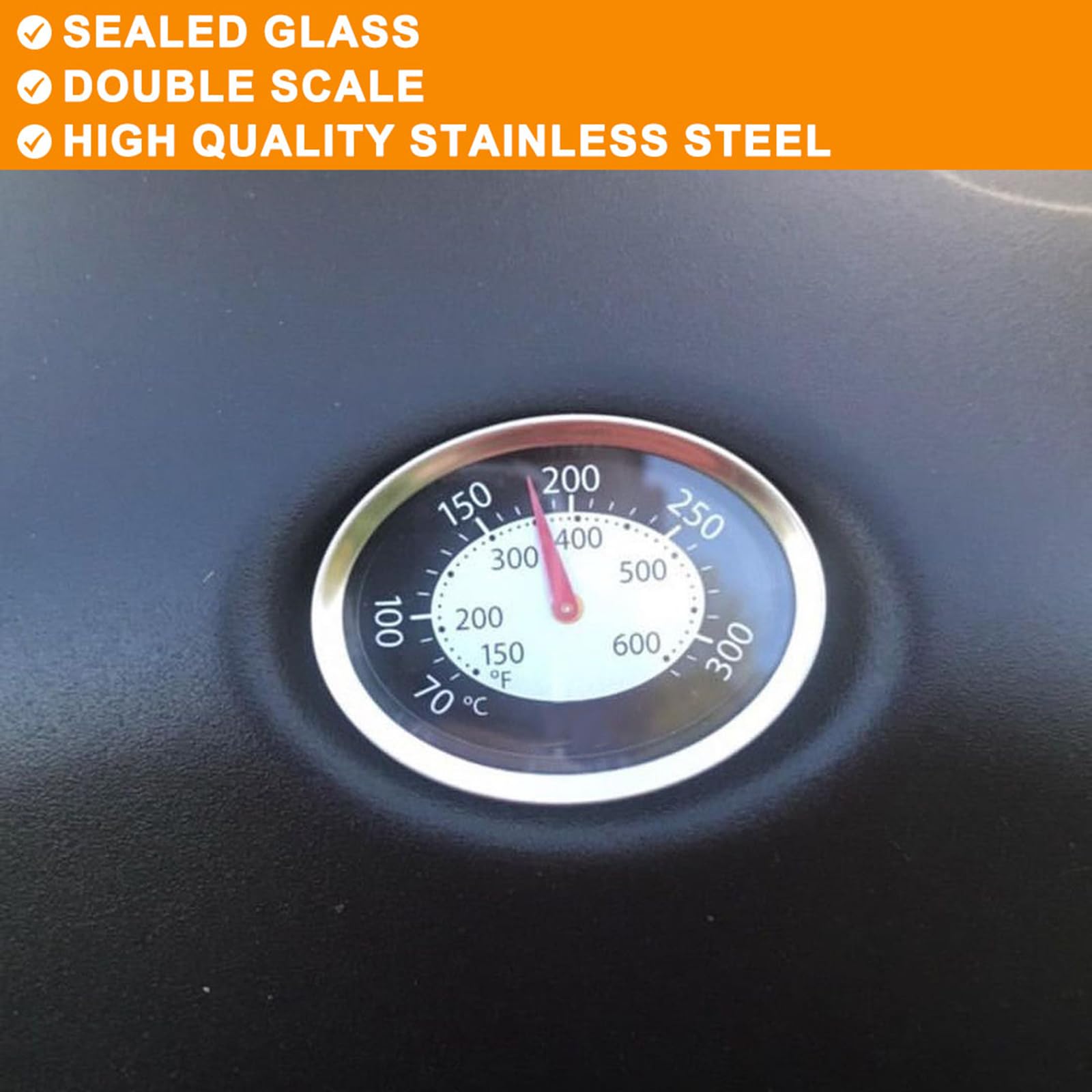 Close-up of DcYourHome grill thermometer dial