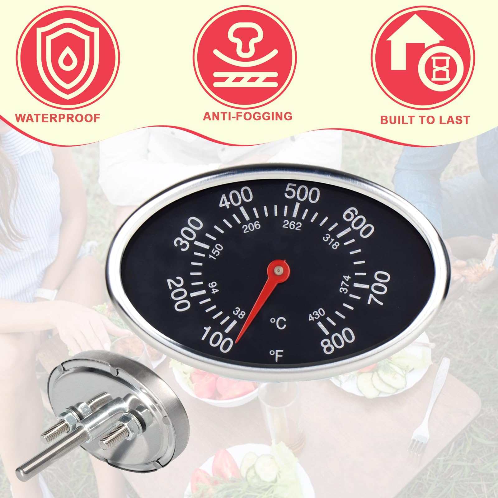 Close-up of DcYourHome Grill Thermometer gauge