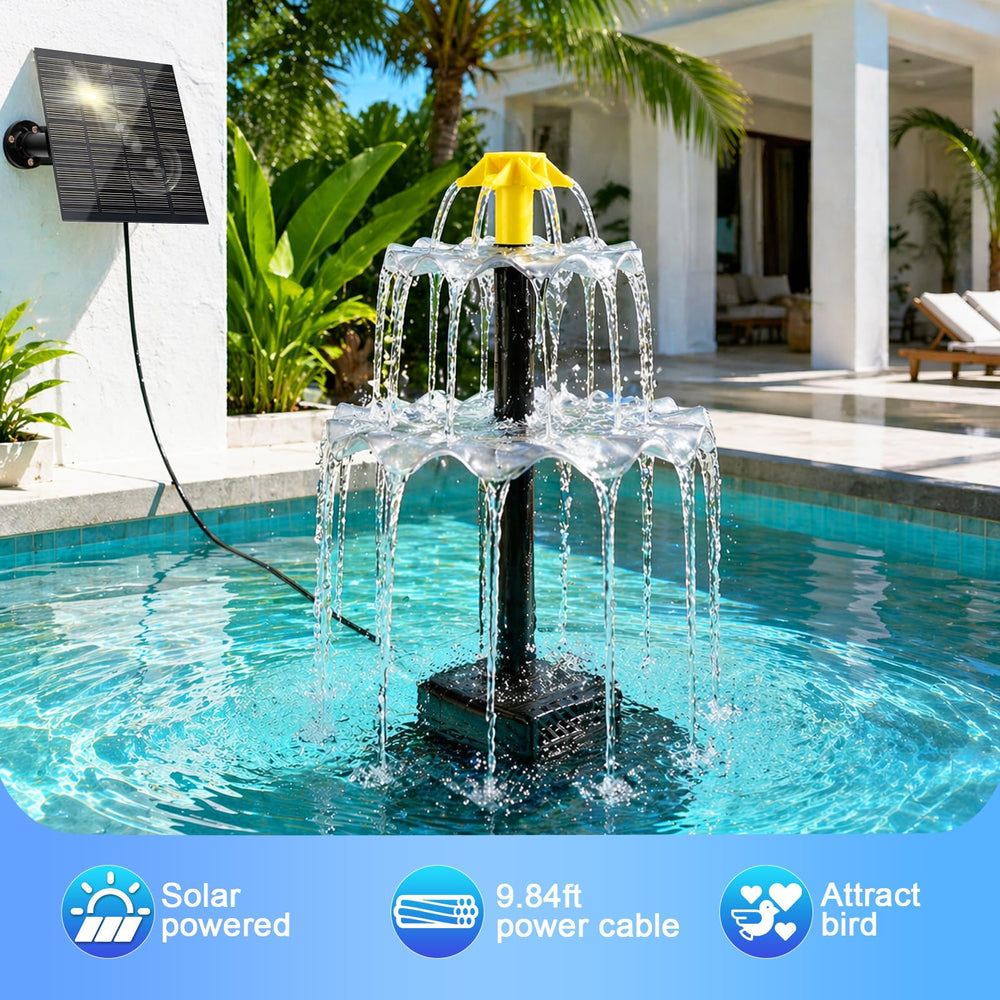 Close-up of DDcafor Solar Water Fountain cascading water
