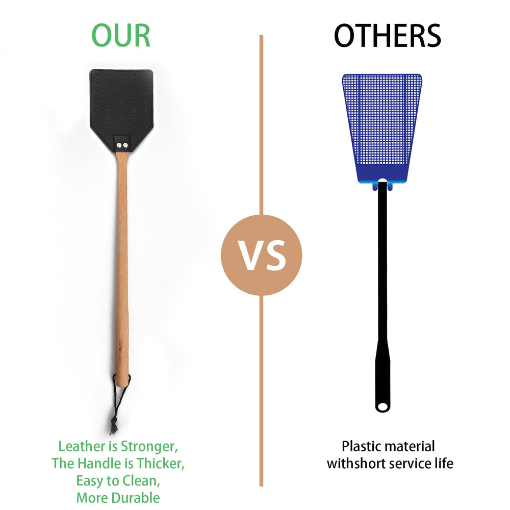 Close-up of DEBETOOL Fly Swatter handle and leather design