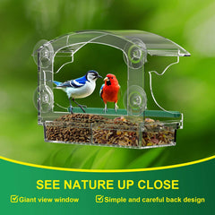Close-up of detachable seed tray of BPYOT Bird Feeder