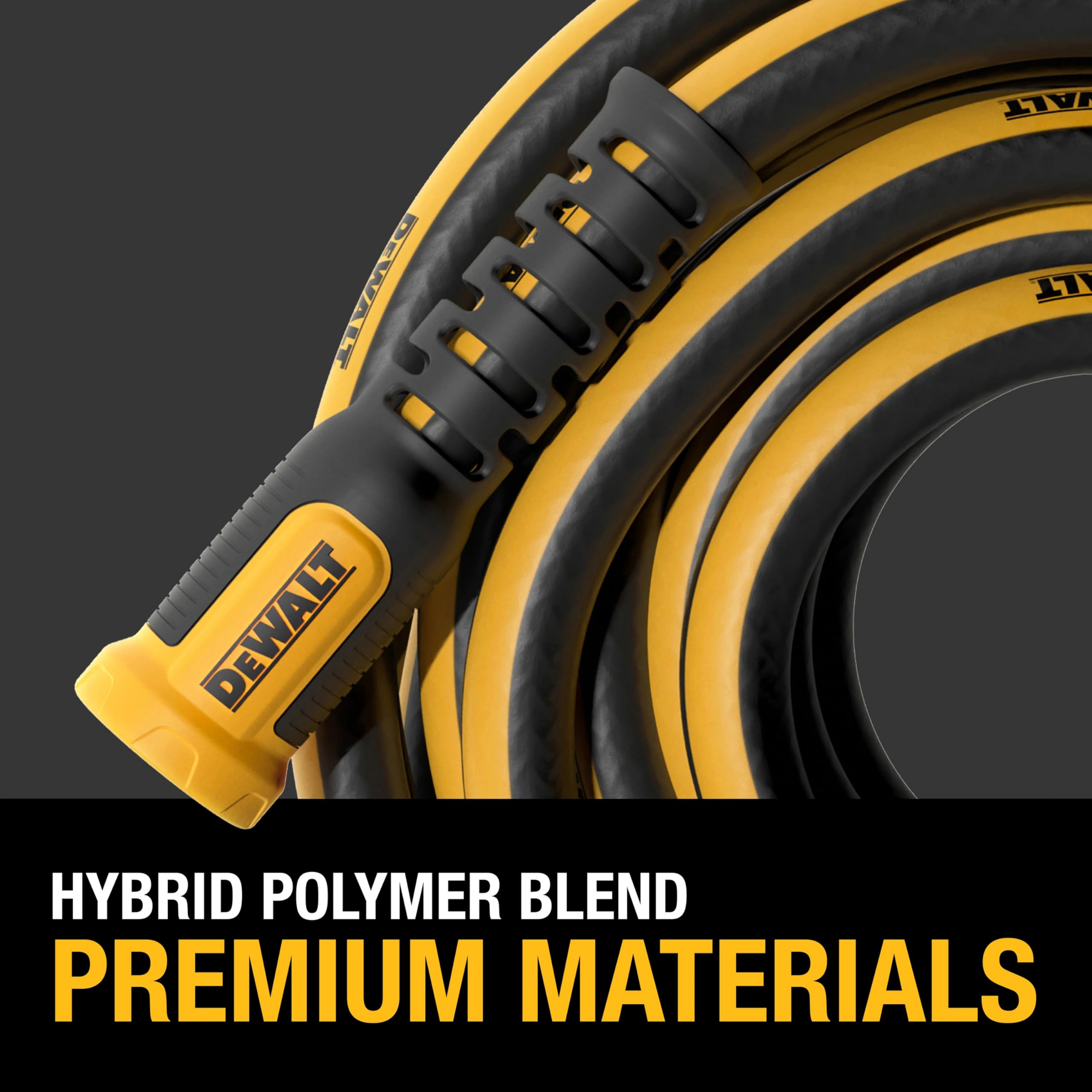 Close-up of DEWALT garden hose surface texture