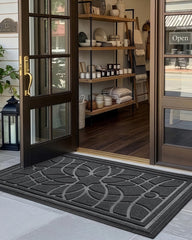 Close-up of DEXI door mat floral-patterned groove texture