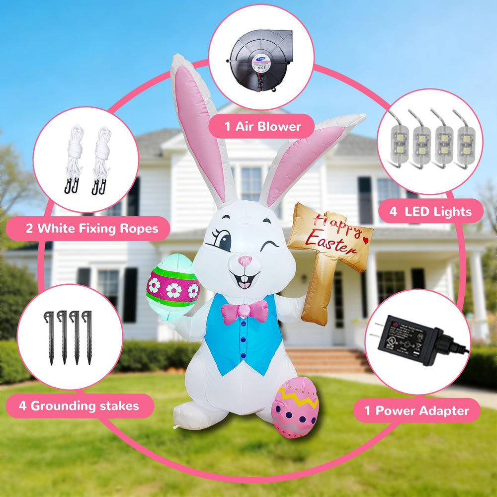 Close-up of DILENK Easter bunny inflatable sign
