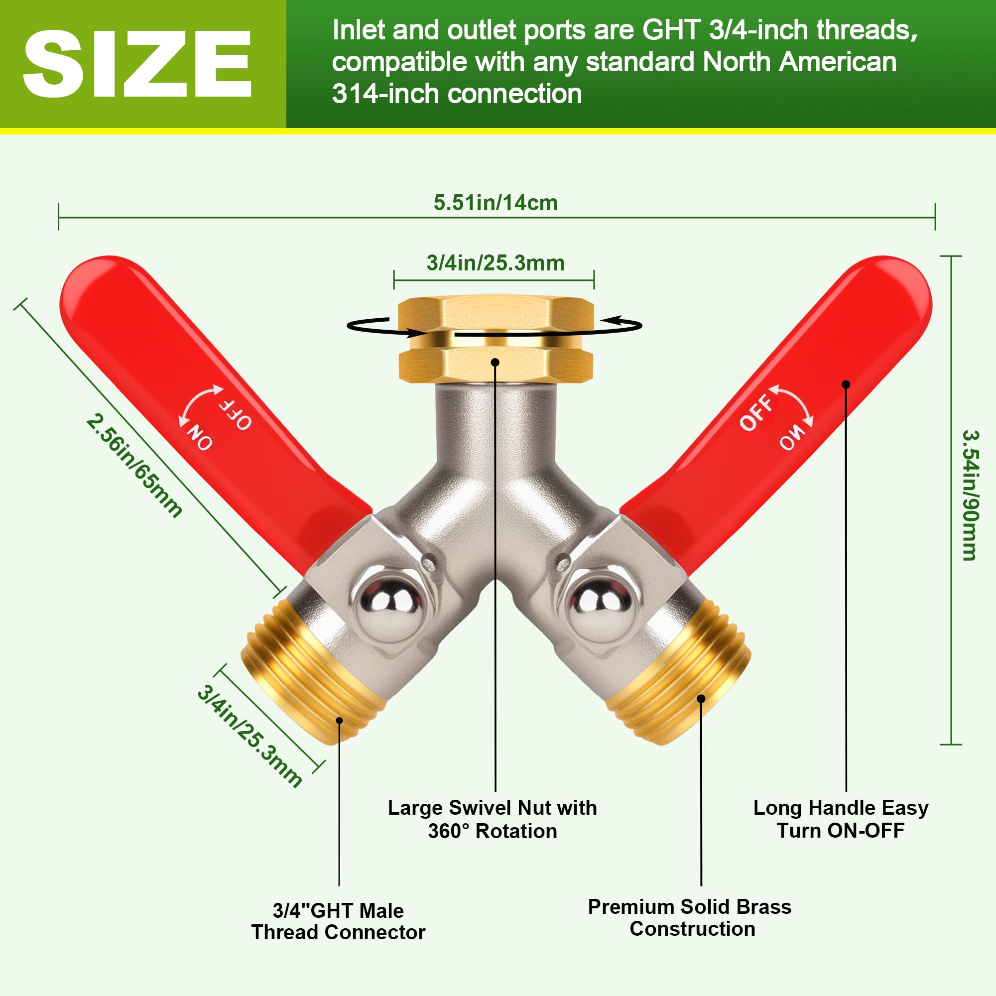 Close-up of DINGBAI Hose Splitter brass finish