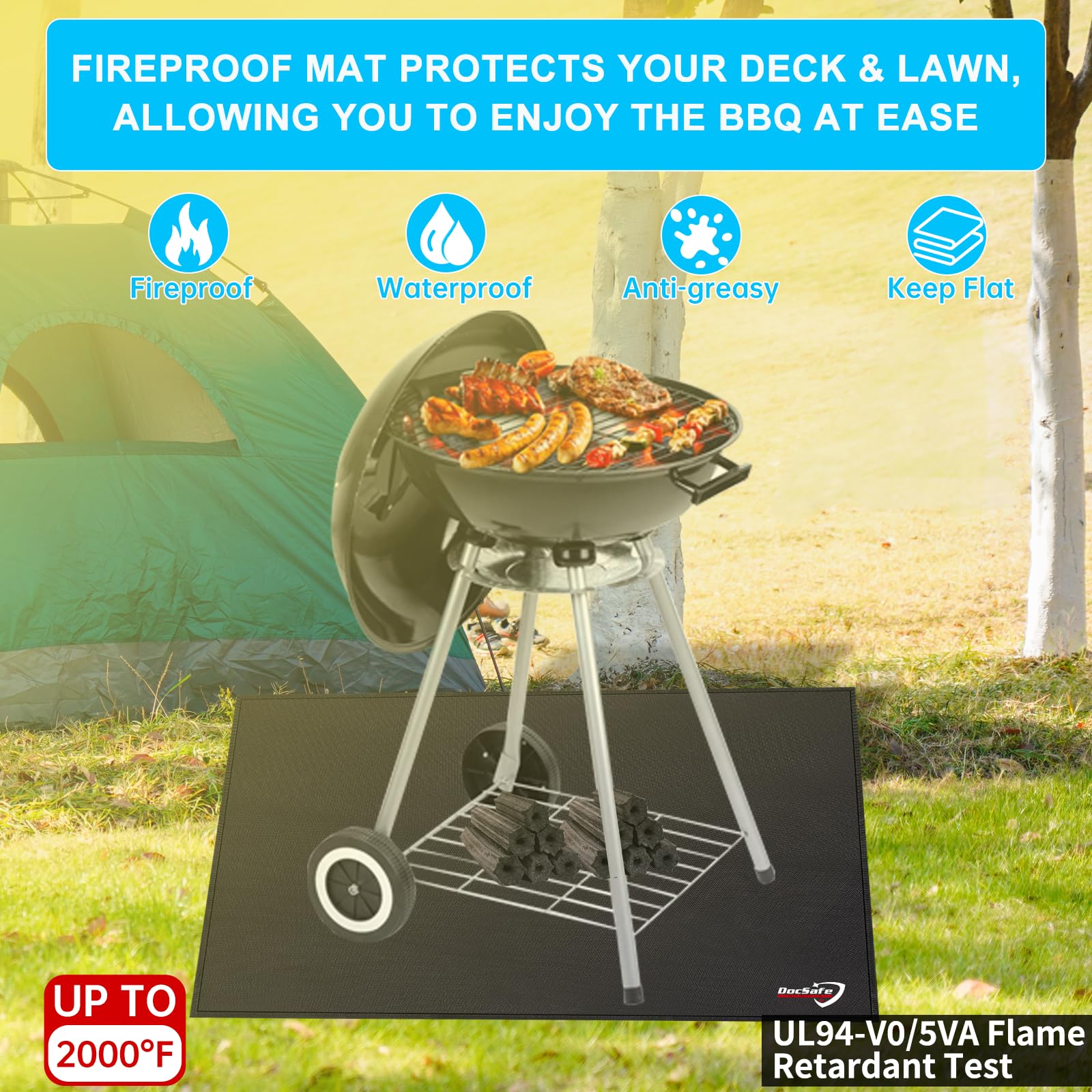 Close-up of DocSafe fire pit mat texture and finish