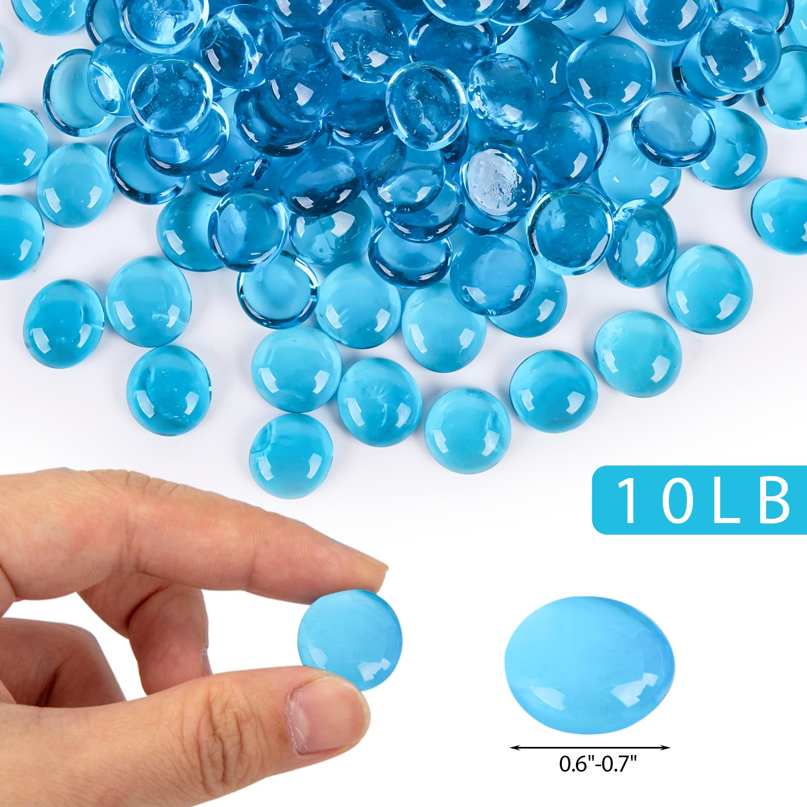Close-up of DomeStar blue fire glass beads