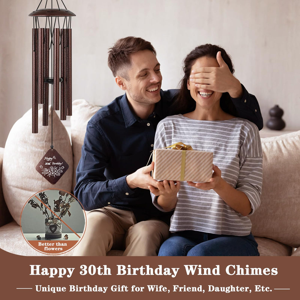 Close-up of Doopeer wind chime with unique blessing text