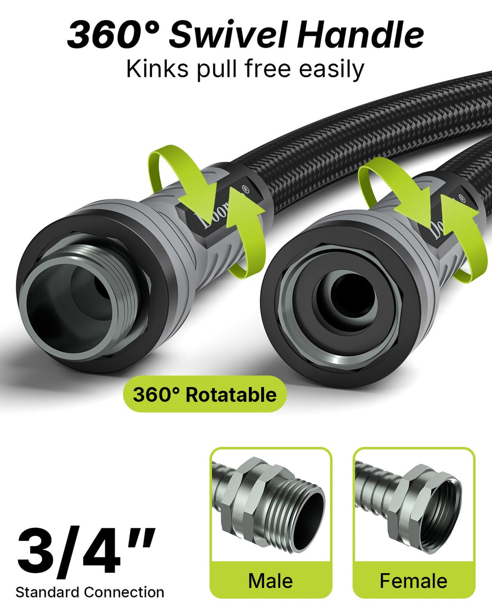 Close-up of Doorich garden hose 360° swivel connector
