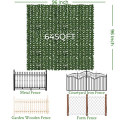 Close-up of DOPGIB artificial ivy leaves on privacy fence