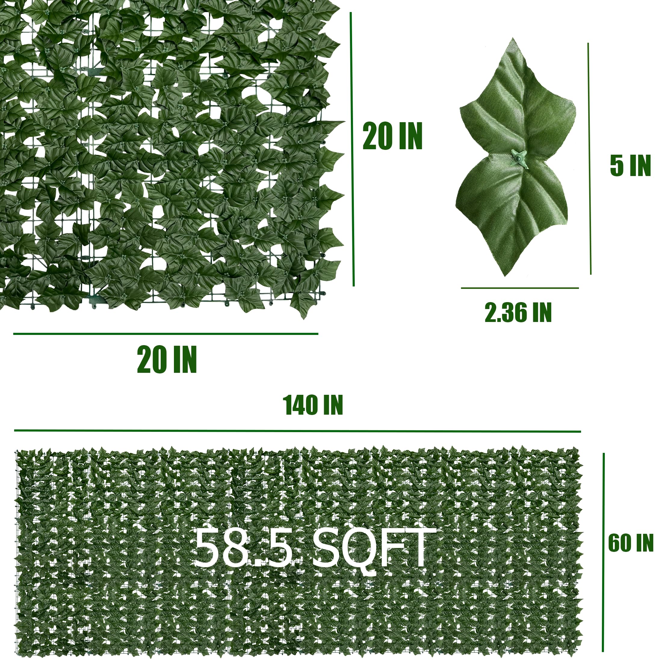 Close-up of DOPGIB Artificial Ivy leaves on privacy screen