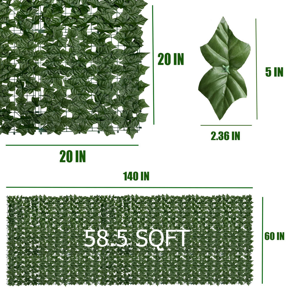 Close-up of DOPGIB Artificial Ivy leaves on privacy screen