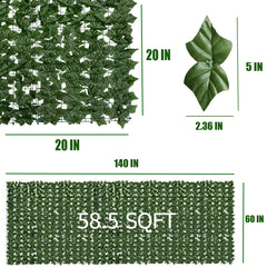 Close-up of DOPGIB Artificial Ivy leaves on privacy screen