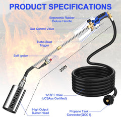 Close-up of DORLOTI propane torch igniter and adjustable flame control