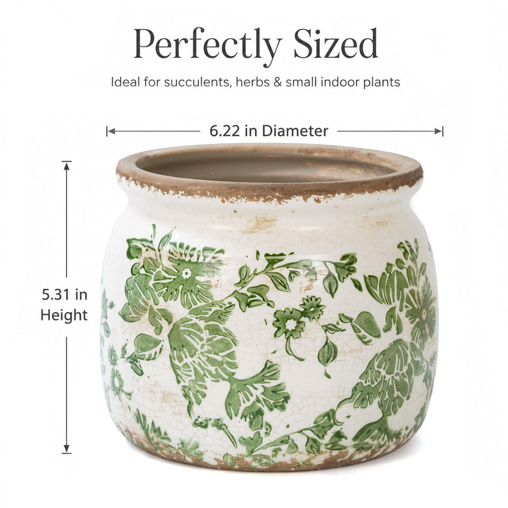Close-up of Dosayes Vintage Ceramic Flower Pot's ice crackle pattern